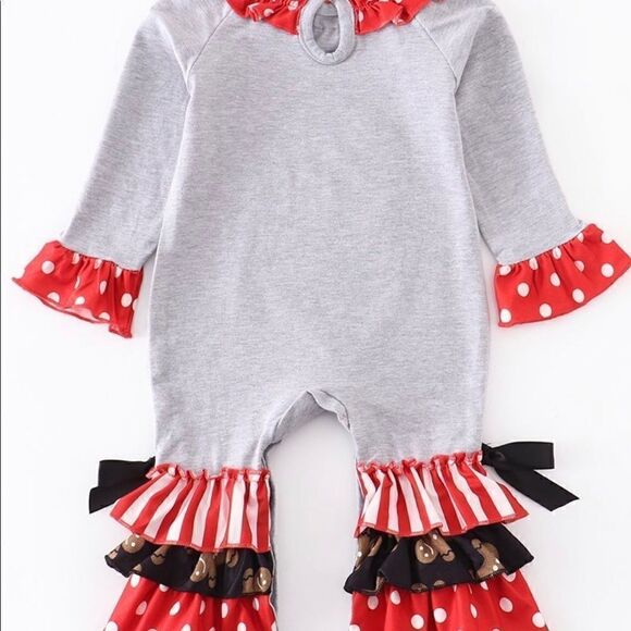 Gingerbread Appliqué Ruffle Baby Boutique Romper - Picture 4 of 4